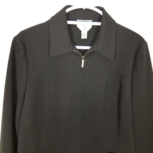 Talbots Women Stretch Zip Up Jacket Sz 10 Black Pockets Preppy Casual Lined - Picture 2 of 8